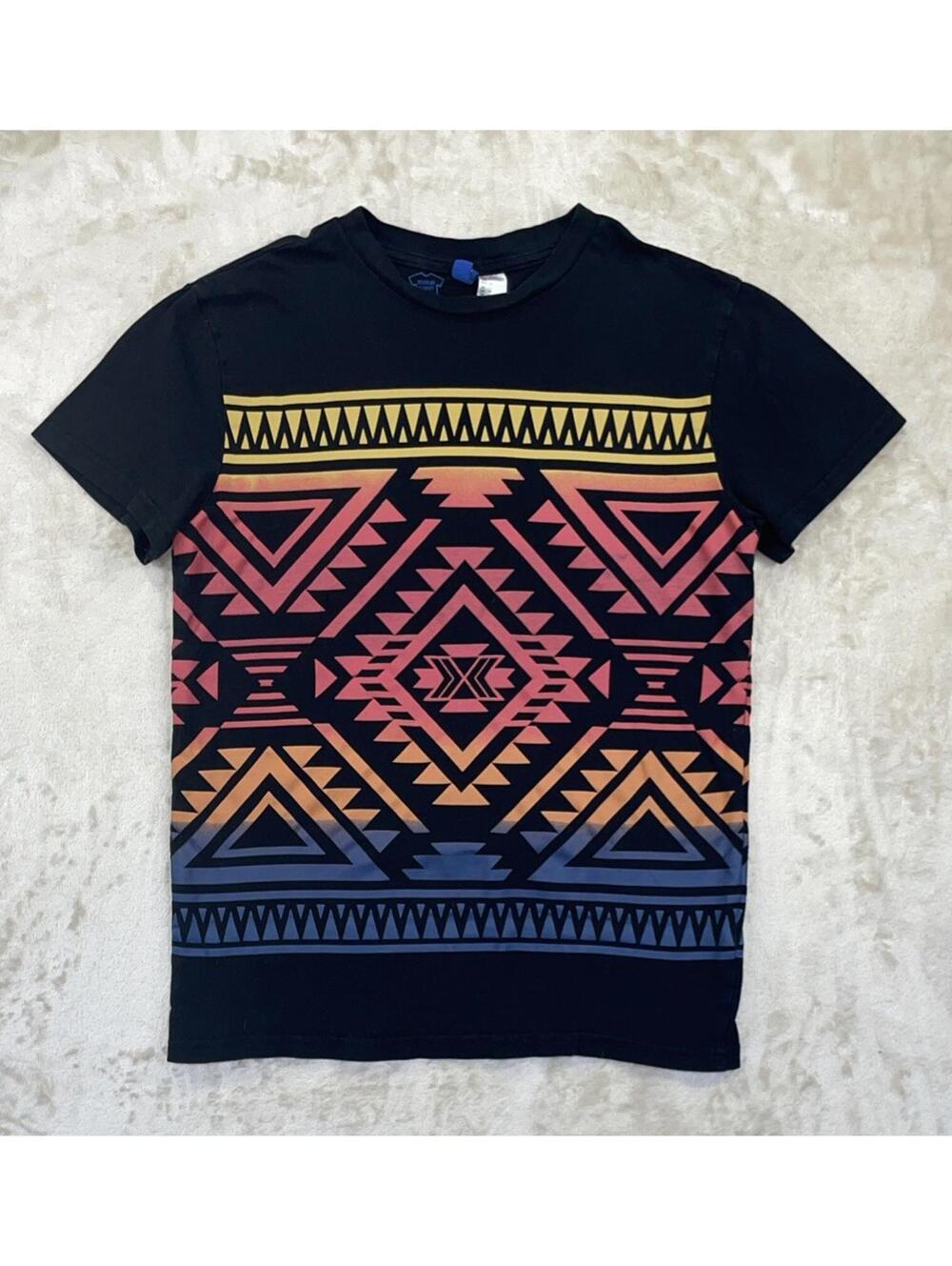 Divided By H&M Men’s Tribal Print Pocket Black T-Shirt Size XS